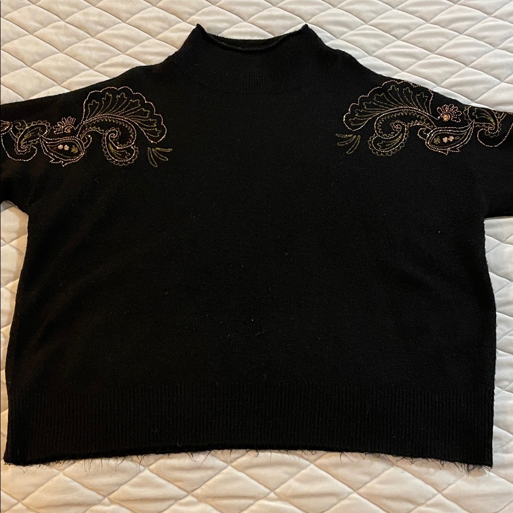 Democracy Black Embroidered Women's Sweater